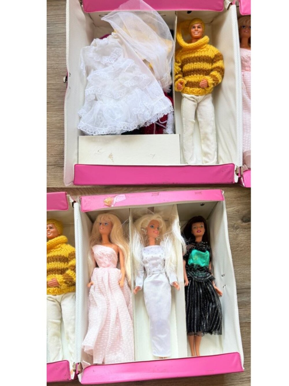 Vintage Barbie ken Mattel superstar lot of 4 dolls dressed with case and Clothes